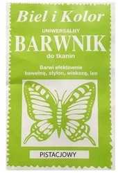 Barwnik do tkanin ubrań PISTACJOWY w proszku farba z motylem Biel i Kolor