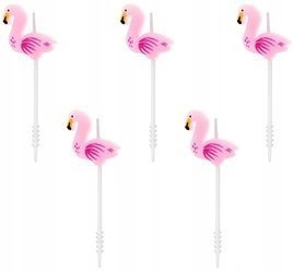 Świeczki FLAMINGI różowe na urodziny tort 5szt