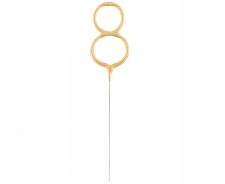 Zimne ognie sztuczne ZŁOTA CYFRA 8 urodziny tort