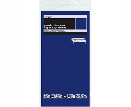 DUŻY Obrus GRANATOWY plastikowy na stół 137x275cm