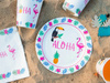 Talerzyki papierowe Aloha Hawajskie na Urodziny Roczek Party 18cm 6szt