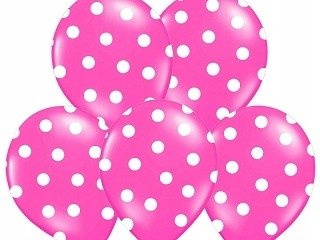 Duże RÓŻOWE 36cm balony w BIAŁE KROPKI ślub 5szt