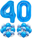 Zestaw CIEMNY NIEBIESKI na 40 URODZINY 100cm balon
