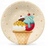 Talerzyki Kolorowe Ice Cream Lody w rożku na Urodziny Roczek Lato 18cm 8szt