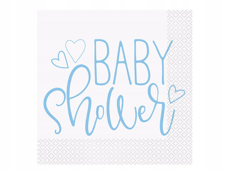 Serwetki papierowe niebieskie na BABY SHOWER dla Chłopca serduszka 16szt