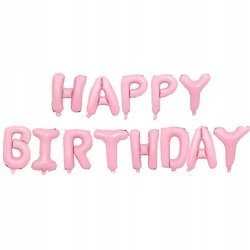 DUŻE Balony foliowe RÓŻOWY napis Happy Birthday