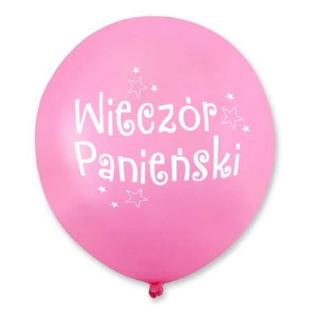 Balony RÓŻOWE biały nadruk WIECZÓR PANIEŃSKI 5szt