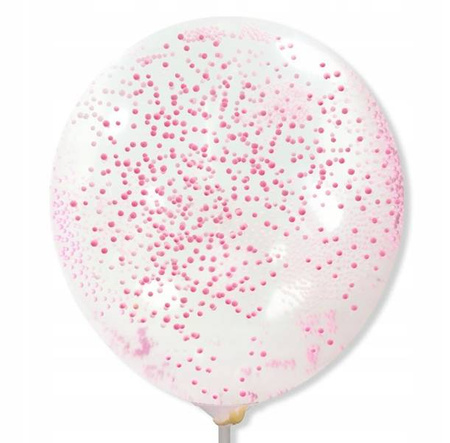 DUŻE Balony KONFETTI piankowe kuleczki RÓŻOWE 5szt
