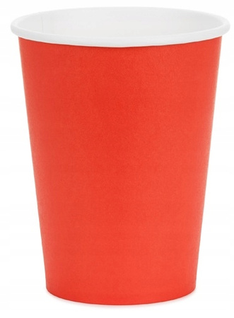 Kubeczki Papierowe Czerwone na Urodziny Roczek Ślub Chrzest Party 250ml 6sz