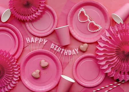 Talerzyki Papierowe Ciemne Różowe na Urodziny Roczek Komunię Ślub 18cm 6szt