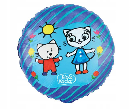 Duży Balon Foliowy Kicia Kocia i Nunuś na Urodziny Roczek Party Kotek 46cm