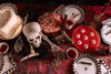 Talerzyki Złoty Pająk papierowe Dekoracje na urodziny Halloween 23cm 6szt