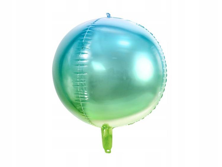 Balon foliowy Kula ombre, niebiesko-zielony 35cm