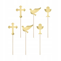 Toppery na tort Pierwsza Komunia Święta 31cm 6szt