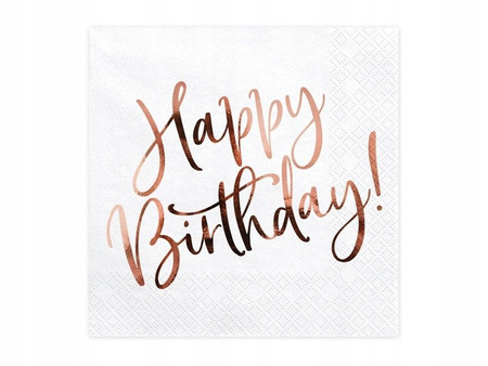 Serwetki HAPPY BIRTHDAY RÓŻOWE ZŁOTO papierowe