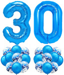 Zestaw CIEMNY NIEBIESKI na 30 URODZINY 100cm balon