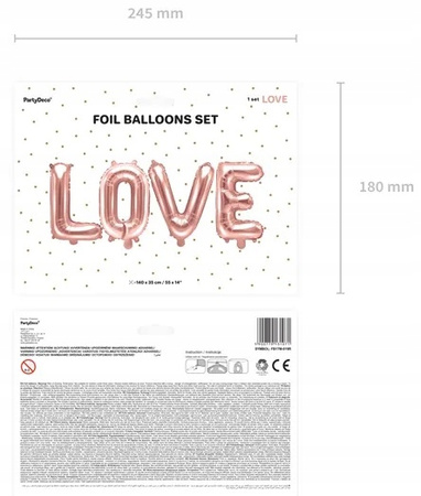 DUŻY Balon Różowe Złoto foliowy LOVE na Walentynki Ślub ROSE GOLD 140x35cm