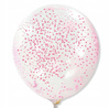 DUŻE Balony KONFETTI piankowe kuleczki RÓŻOWE 5szt