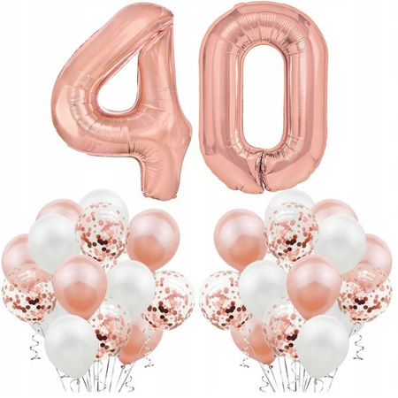 Zestaw ROSE GOLD na 40 urodziny RÓŻOWE ZŁOTO balon