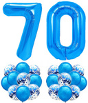 Zestaw CIEMNY NIEBIESKI na 70 URODZINY 100cm balon