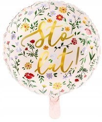 Balon foliowy jasny różowy STO LAT! złoty 35cm