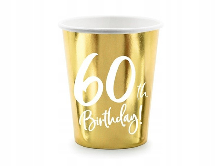 Kubeczki ZŁOTE na 60 urodziny 60th Birthday 6szt