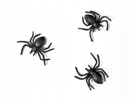 Pająki plastikowe Czarne Dekoracja Ozdoba na Urodziny Halloween 3x3cm 10szt