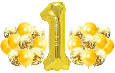 Zestaw ZŁOTY na 1 URODZINY 100cm balony ROCZEK
