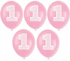 Balony 1 Różowe 5szt. na Roczek 30cm Urodziny
