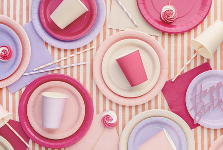 Talerzyki Papierowe Różowe na Urodziny Roczek Komunię Light Pink 23cm 6szt