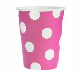 Kubeczki papierowe MAGENTA w białe Groszki 6szt