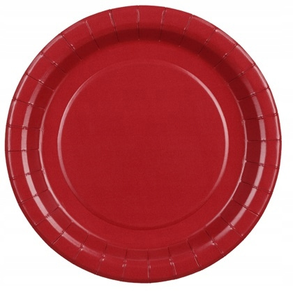 Talerzyki Papierowe Ciemne Czerwone na Urodziny Roczek Ślub Party 18cm 6szt