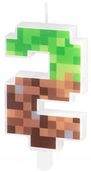 Świeczka na piku PIKSELE zielona cyfra 2 na urodziny tort jubileusz 7cm