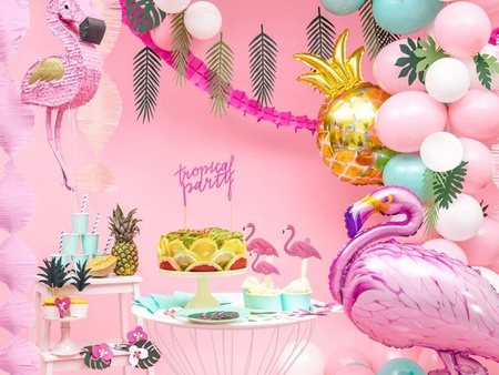 TOPPER na tort ALOHA FLAMINGI RÓŻOWE 15-23cm 6szt