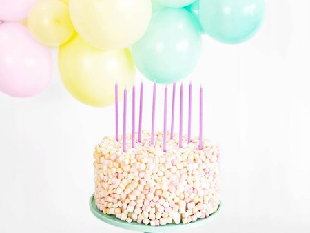 DŁUGIE Świeczki LILIOWE 12sz na urodziny tort 14cm