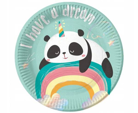 Talerzyki ROZMARZONA PANDA na URODZINY 6szt 18cm