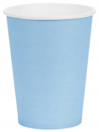 Kubeczki Papierowe Jasny Niebieski na Urodziny Roczek Komunię 250ml 6szt