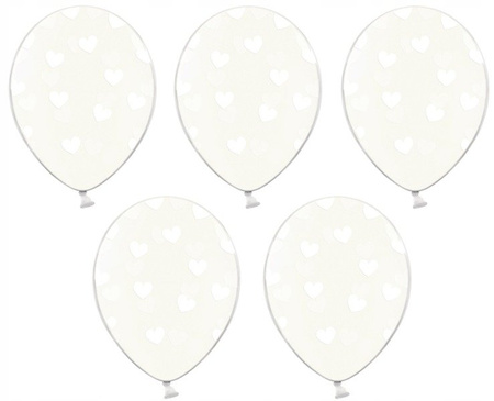 Duże 36cm balony z nadrukiem SERCA BIAŁE 5szt