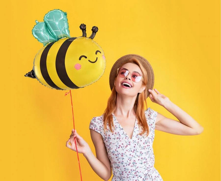 Balon foliowy Uśmiechnięta Pszczółka na urodziny roczek Zwierzątka 50x54cm