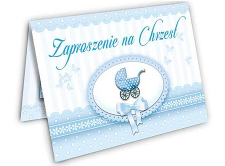 Zaproszenia NIEBIESKIE na CHRZEST CHŁOPCA 10szt.