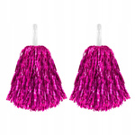 Pompony RÓŻOWE foliowe dla cheerleaderki tancerki czirliderki 34cm 2szt