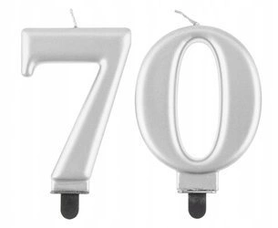 Świeczka SREBRNA cyfra na 70 urodziny tort GLAMOUR