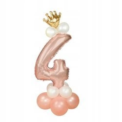 Zestaw ROSE GOLD na 4 urodziny RÓŻOWE ZŁOTO balony