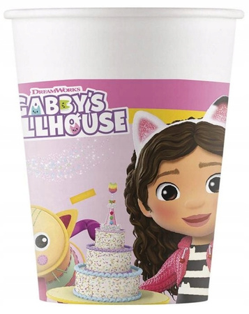 Kubeczki papierowe Koci Domek Gabi Gabby's Dollhouse na urodziny 200ml 8szt
