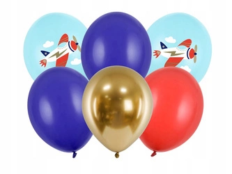 Balony SAMOLOT URODZINY Happy Birthday 6szt 36cm