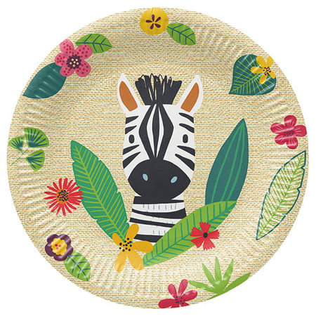Talerzyki ZOO Zwierzęta Zebra na Urodziny Roczek Jungle Friends 23cm 8szt