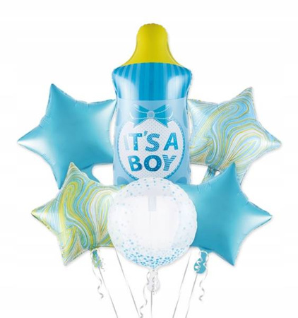 ZESTAW balonów BABY SHOWER dla chłopca BUTELKA