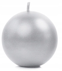 Świeca metalizowana kula SREBRNA na stół ślub urodziny komunię wesele 6cm