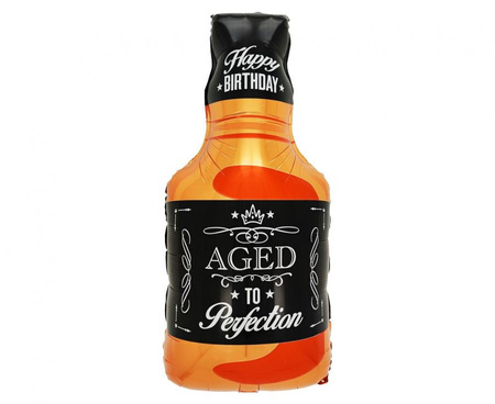 Duży Balon foliowy butelka Whisky Happy Birthday na urodziny party 32x65cm