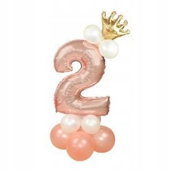 Zestaw ROSE GOLD na 2 urodziny RÓŻOWE ZŁOTO balony